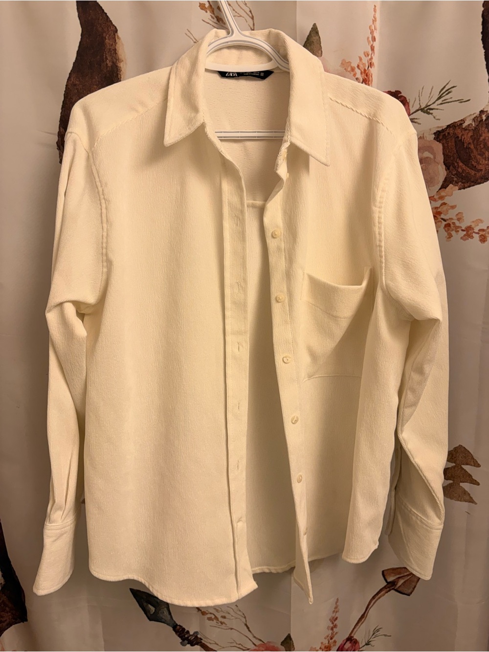 Large Zara Cream cord Button-Up Shirt